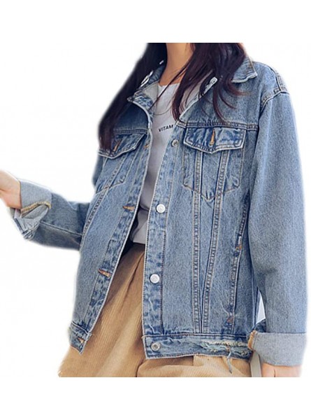 Saukiee Oversized Denim Jacket Distressed Boyfriend Jean Coat Jeans Trucker Jacket for Women Girls