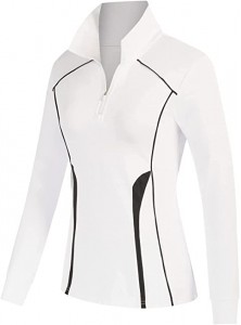 JACK SMITH Women Golf Polo Shirts Zipper Moisture Wicking Long Sleeve Tennis Shirts Slim Fit Athletic Sports Tops S-XXL